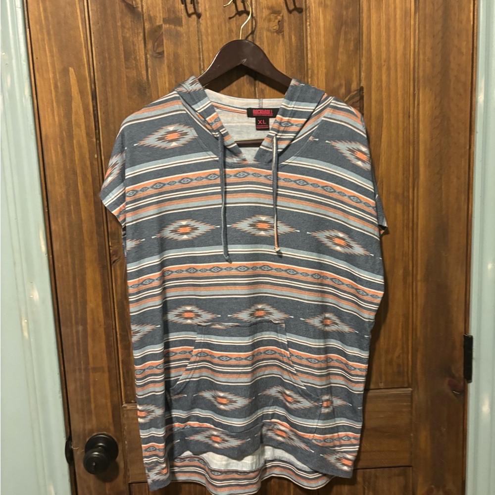 Aztec Patterned Blue Hoodie by Rock & Roll Cowgirl